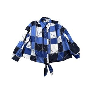 CHARTER CLUB Top Womens 3X Maritime Muse Button Down Shirt Roll Tab Nautical